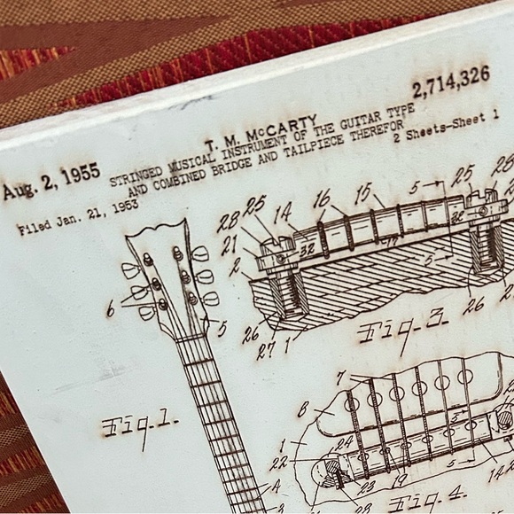 Fire & Pine image of 1953 guitar Patton on Wood 10”x7” VTG - Picture 5 of 12